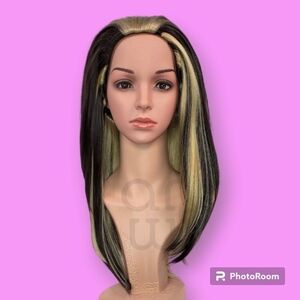 Arda Wigs Dark Brown & Chunky Blonde Highlights Y2K Wig